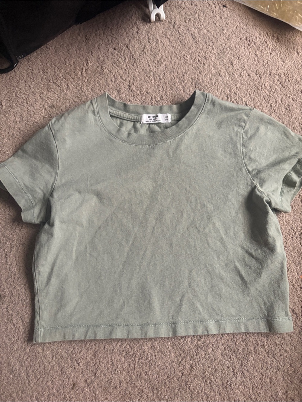 Cropped Sage Green Crewneck Tee